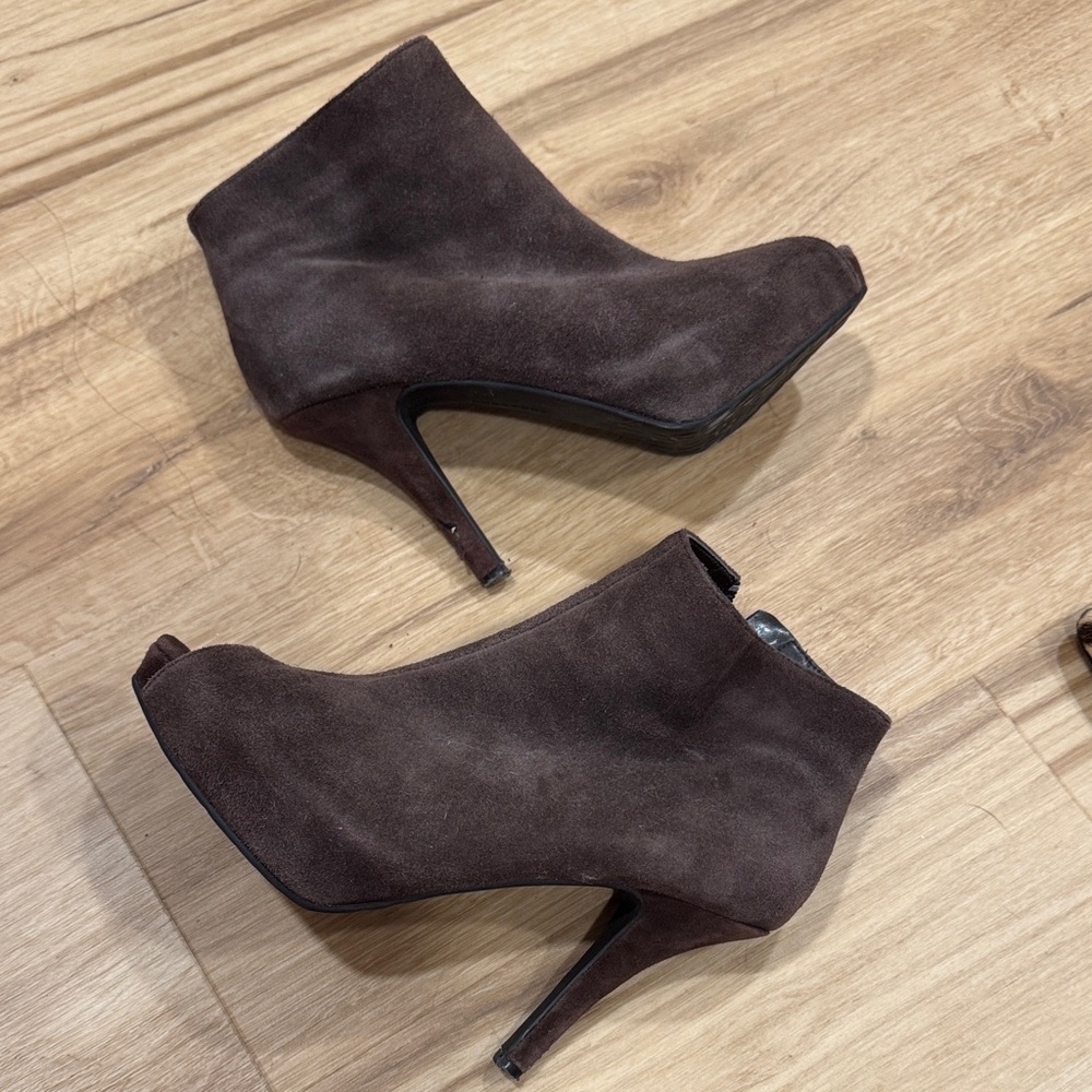 Rockport Brown Peep-Toe Platform Ankle Heeled Boots 6.5